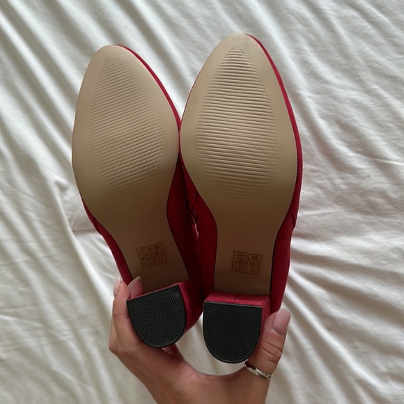 Suede Red Ankle Boots. Size 5. - Picture 2 of 3